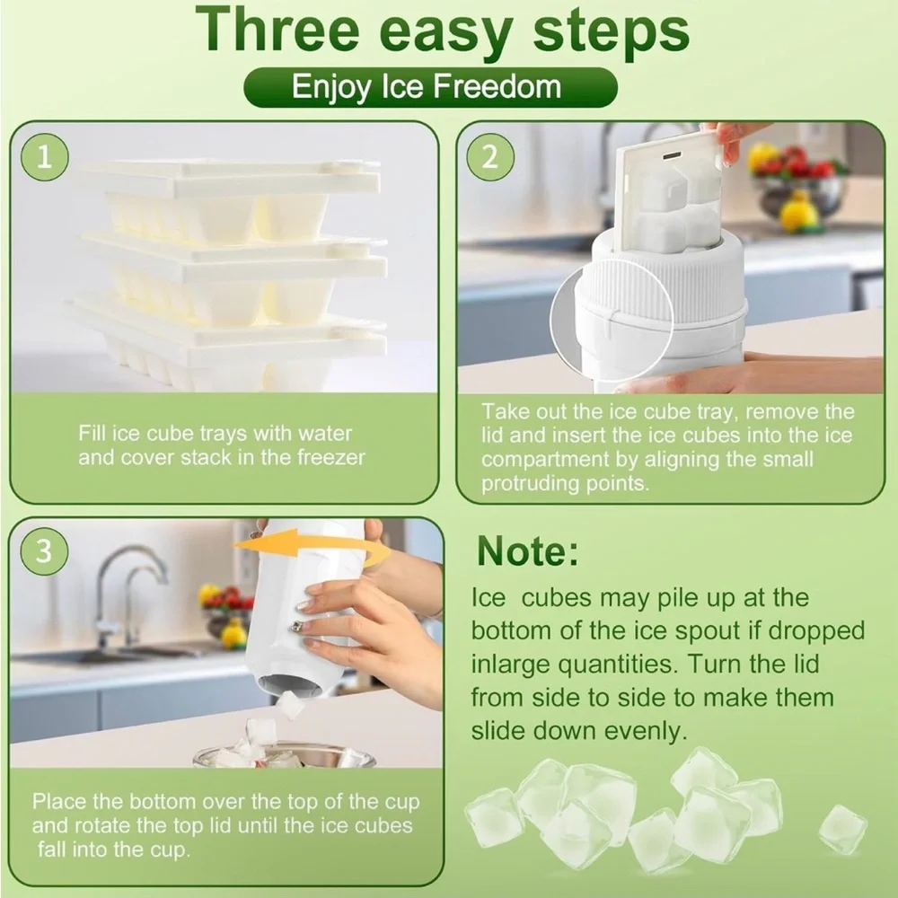 Zero-Touch Ice Cube Mold Release & Trays (8) with Lids